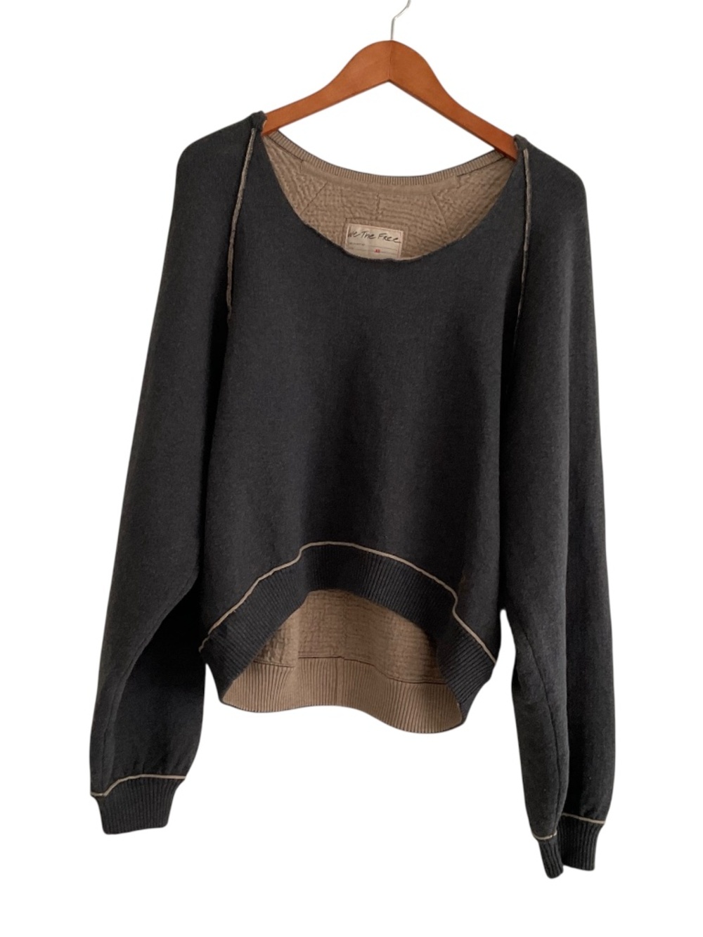 We The Free Midnight Pullover XS Gray Slouchy Boho Athleisure Lounge Sweatshirt